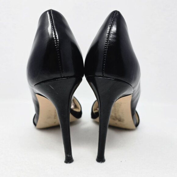 Saks Fifth Avenue Felicity Black Pointed Toe 4" High Heel Sz 9 Leather Fabric - Picture 4 of 13